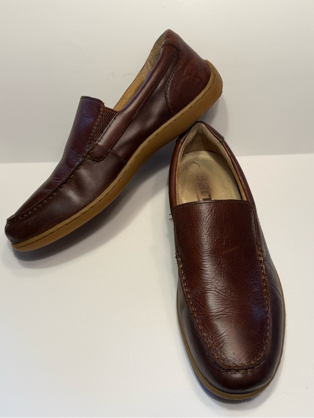 Men’s Born Brompton Brown Leather Slip-On Loafers Size 11M